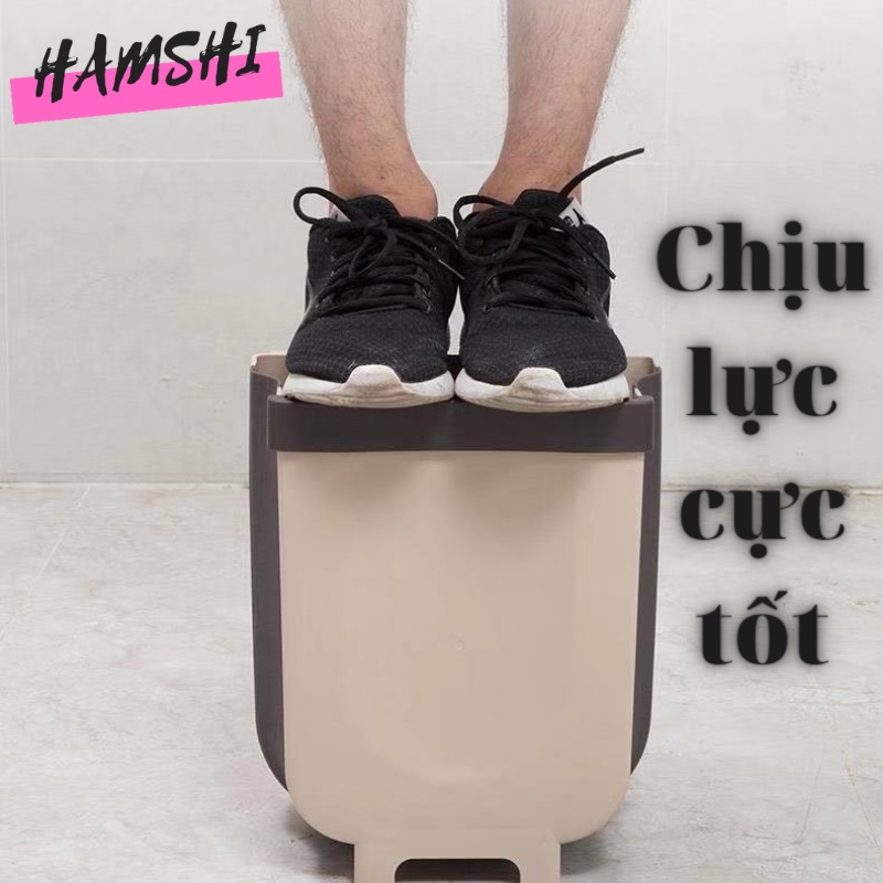 Thùng rác mini gấp gọn thông minh nhựa treo tủ bếp Hamshi TR01