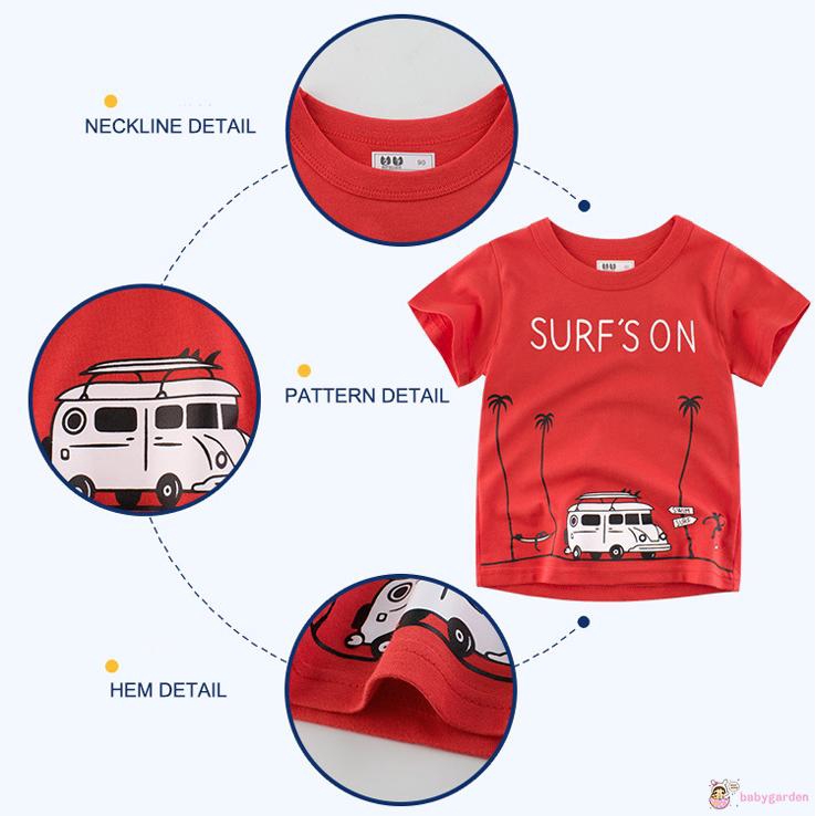 Áo Thun Cộc Tay In Hình Xe Hơi Cho Bé