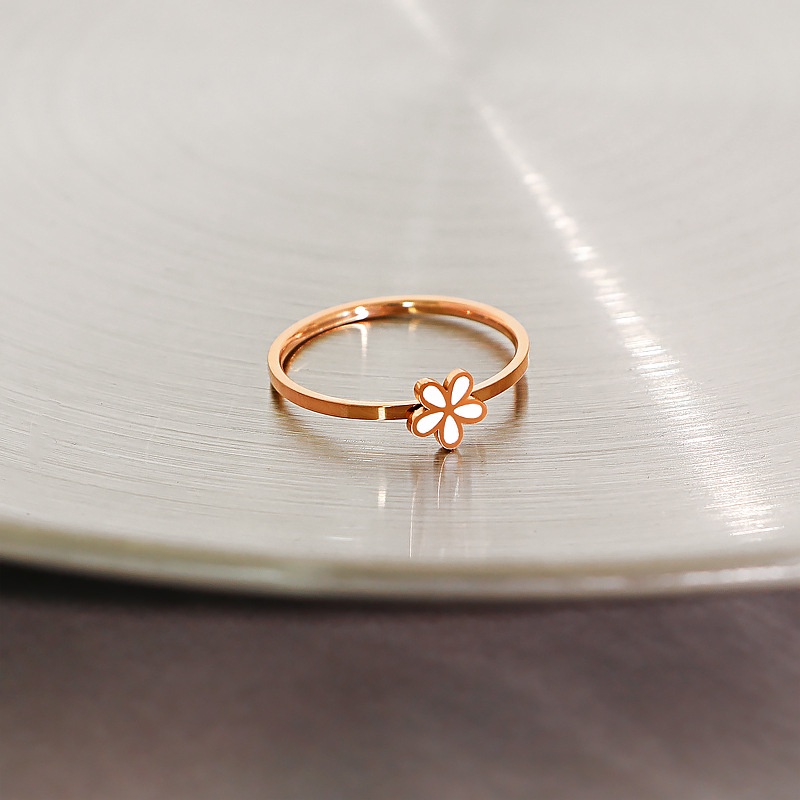 Nhẫn MAYEBE LAVEND đeo ngón tay hoa cúc bằng thép titan dễ thương bắt mắt