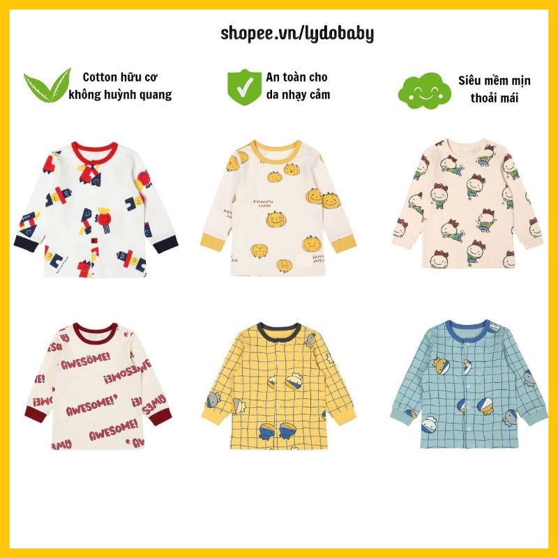 Áo dài tay bé trai bé gái hàng hiệu xuất hàn quốc dư xịn chất cotton hữu cơ mùa thu đông 6 tháng 12 tháng tuổi - 6 tuổi