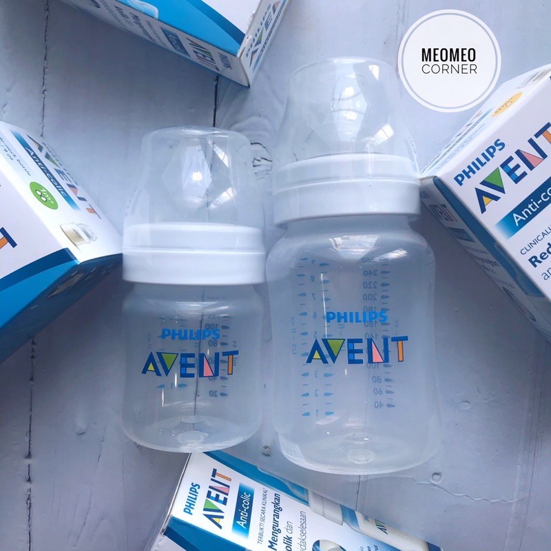 { SALE221 } (Mẫu mới-Cải thiện van khí) Bình sữa cổ rộng Avent Classic 125ml và 260ml ( Hàng NEW )