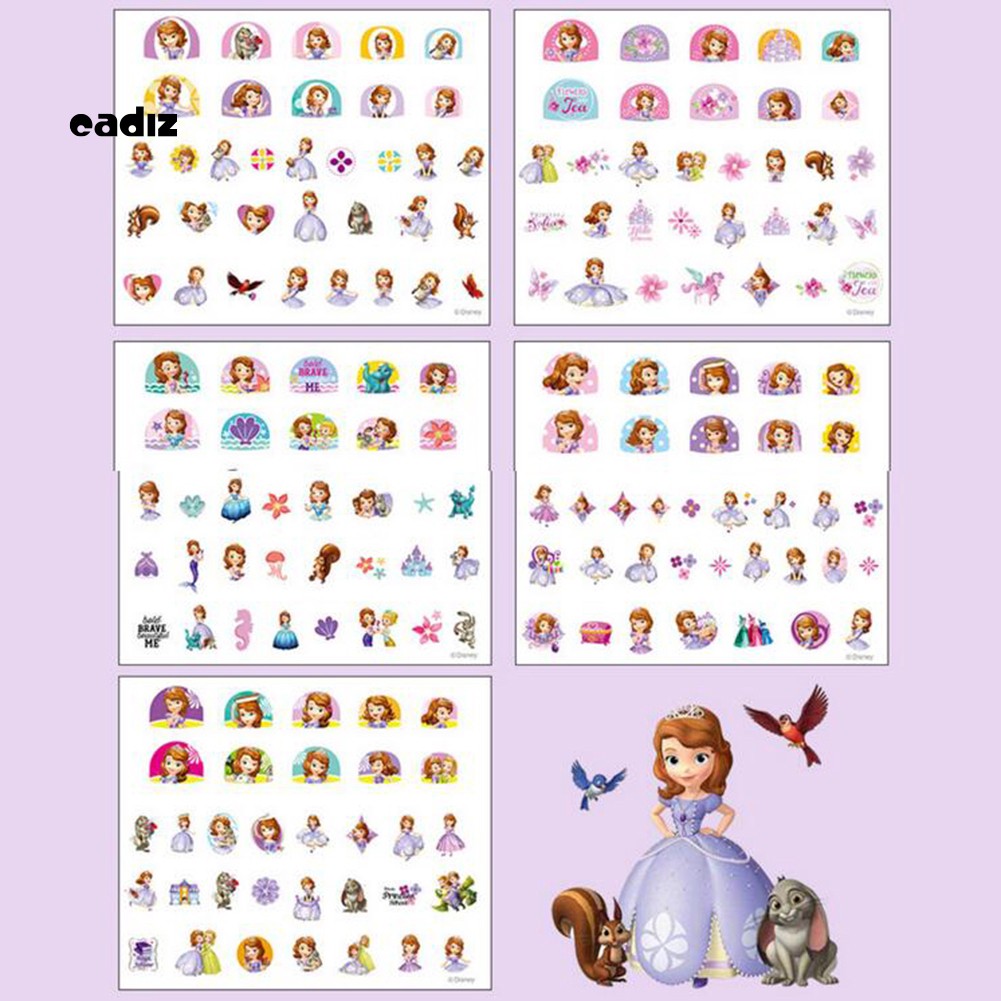[Hàng mới về] Tấm Nhãn Dán Dán Móng Tay Hình Chuột Mickey/ Minnie/ Công Chúa Hoạt Hình Màu Trắng Bắt Mắt