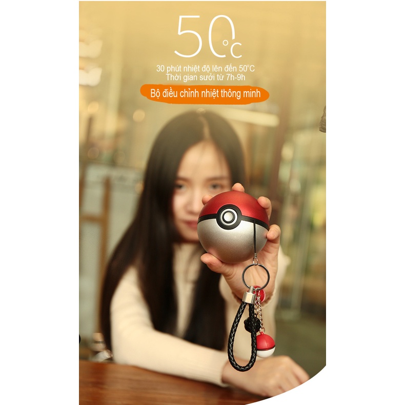 Máy sưởi ấm mini cầm tay kèm sạc dự phòng cao cấp Pokemon - Dung lượng lớn 20.000 mAh