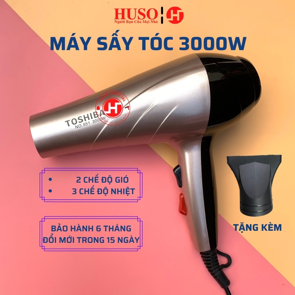 Máy sấy tóc TSB 551 3000W máy sấy 2 chế độ gió, 3 chế độ nhiệt, kèm đầu thổi