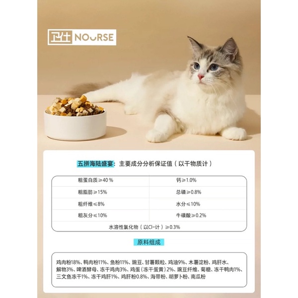 Hạt Nourse Grain Free cao cấp với thịt sấy đông khô cho mèo