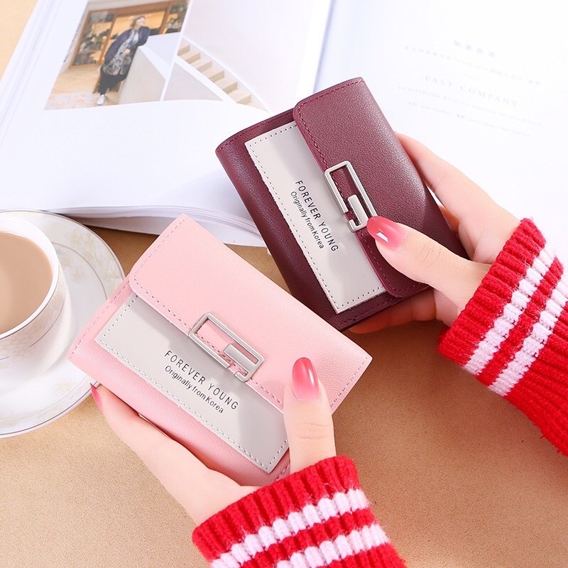 Ví nữ ngắn mini cầm tay nhiều ngăn da PU cao cấp