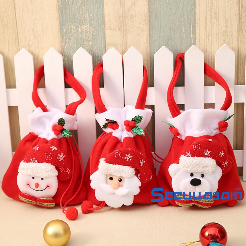 Túi đựng quà/kẹo giáng sinh hình người tuyết ông già noel đáng yêu kích thước 30x19cm