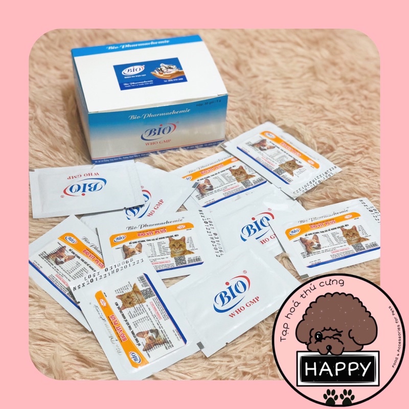 Bột BiovitPlus cho thú cưng / Biovit Plus bổ sung vitamin và chất điện giải, tăng sức đề kháng cho chó mèo Bio 5g