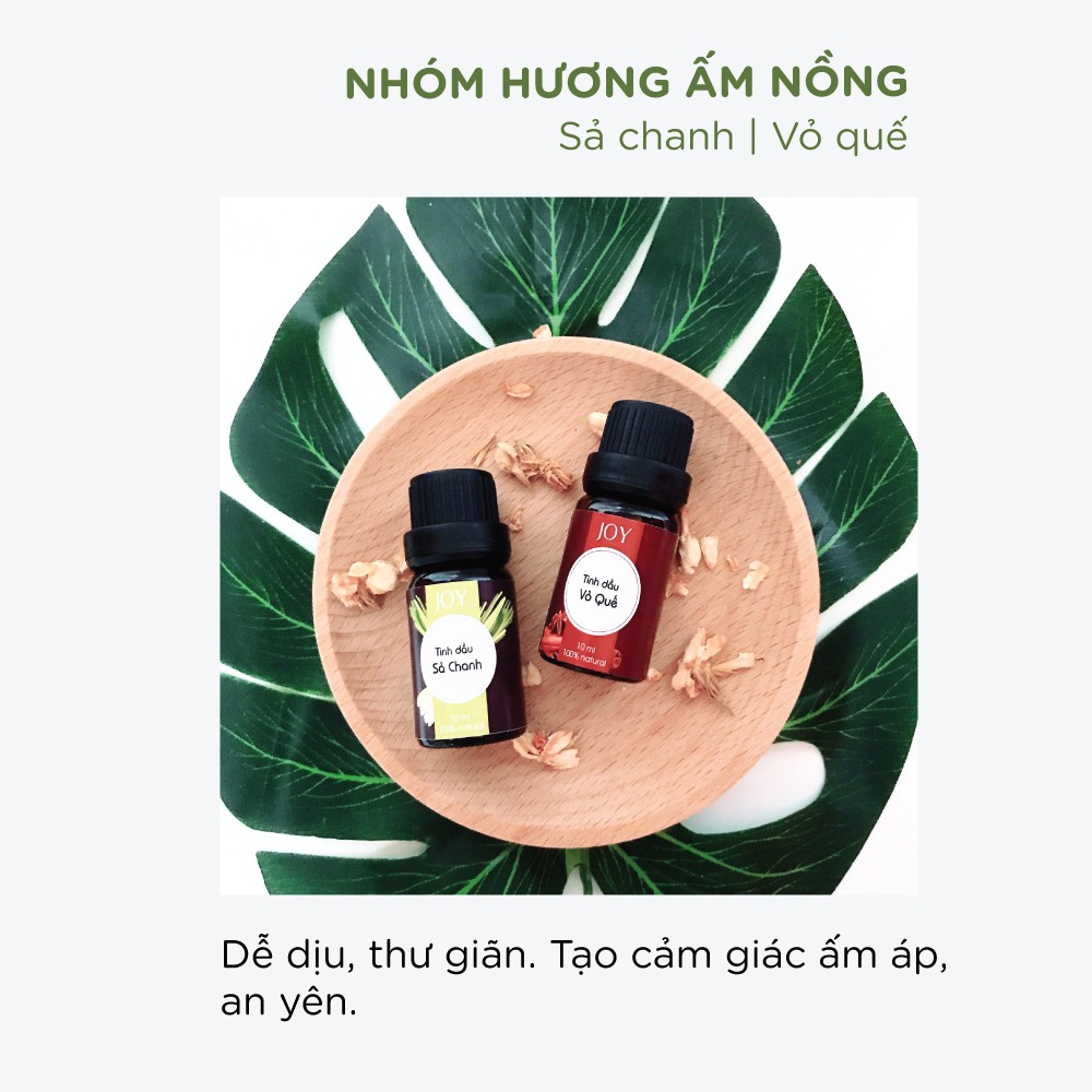 Tinh Dầu Xông Phòng JOY Thiên Nhiên 10ml - Tinh Dầu Sả Chanh-Bưởi - Bạc Hà - Cam - Ngọc Lan Tây - Quế - Hoa Lài