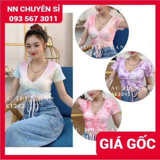 Áo thun croptop nữ loang màu chất thun gân mềm mịn co giãn AK1242