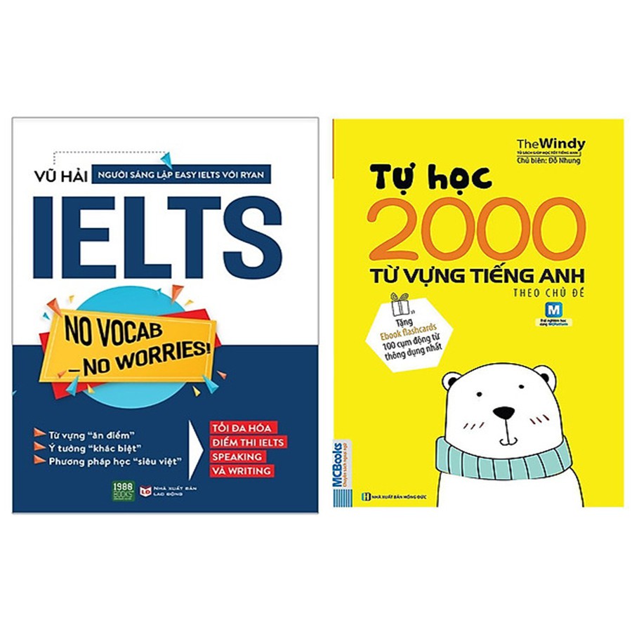 Sách - Combo 2 cuốn No Vocab – No Worries và Tự Học 2000 Từ Vựng Tiếng Anh Theo Chủ Đề