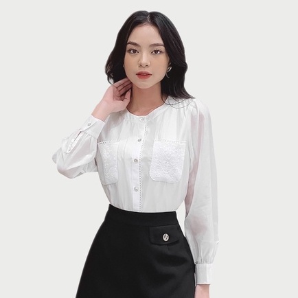 Áo sơ mi tơ nữ tính thời trang thiết kế nữ Calie House A319 - HÀNG MỚI VỀ