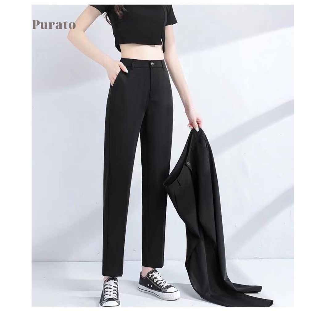 Quần âu nữ Purato baggy đẹp chất dày dặn màu đen