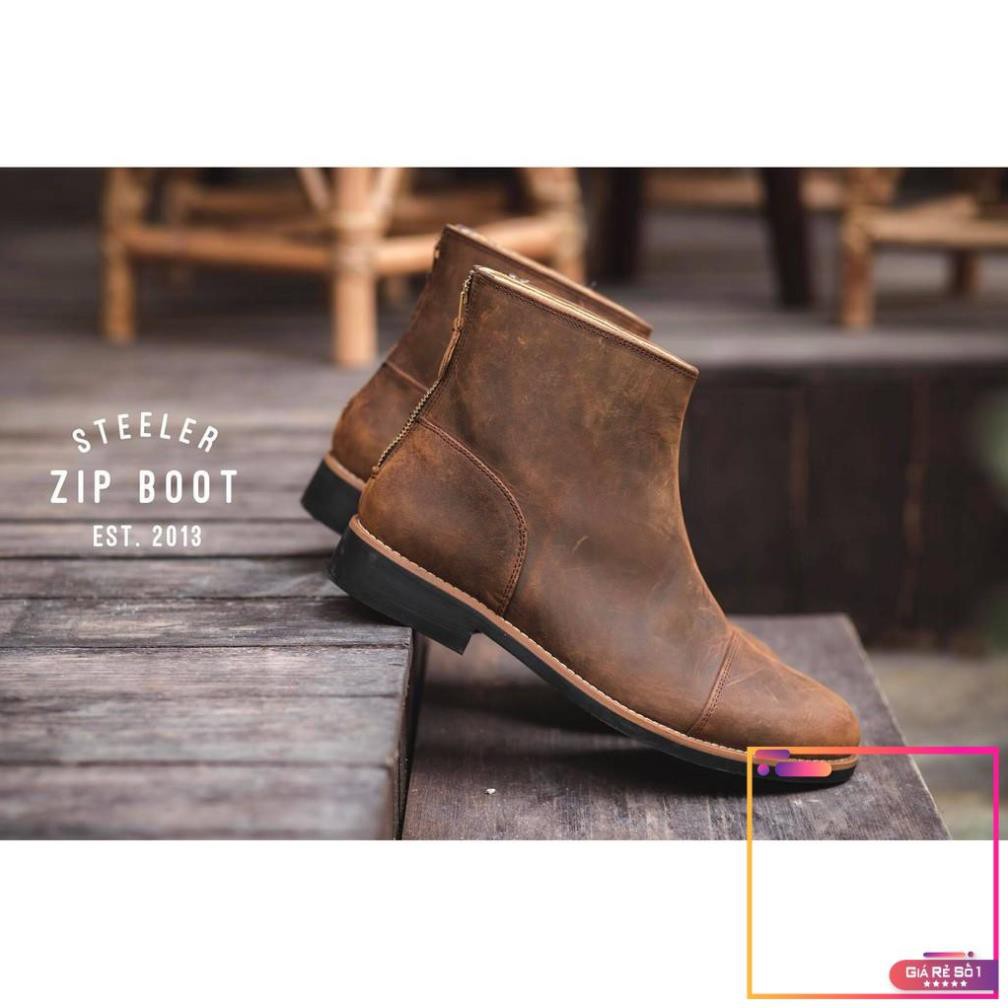 Giày cao cổ nam da bò Steeler chelsea zip boots bảo hành trọn đời uy tín nhất hà nội  -V1