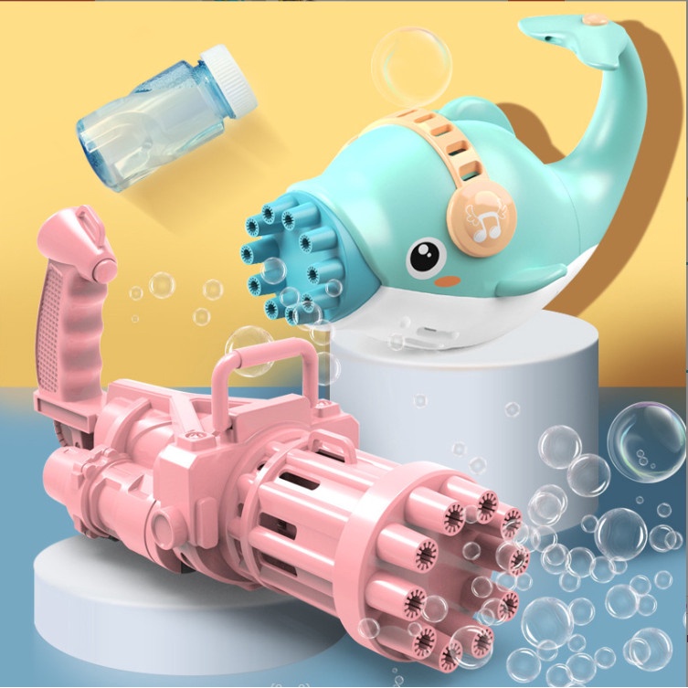 Đồ Chơi Súng Máy Bắn Bong Bóng Xà Phòng Ngoài Trời Tăng Kèm 1 Hộp Nước Xà Phòng Pha Sẵn và Pin
