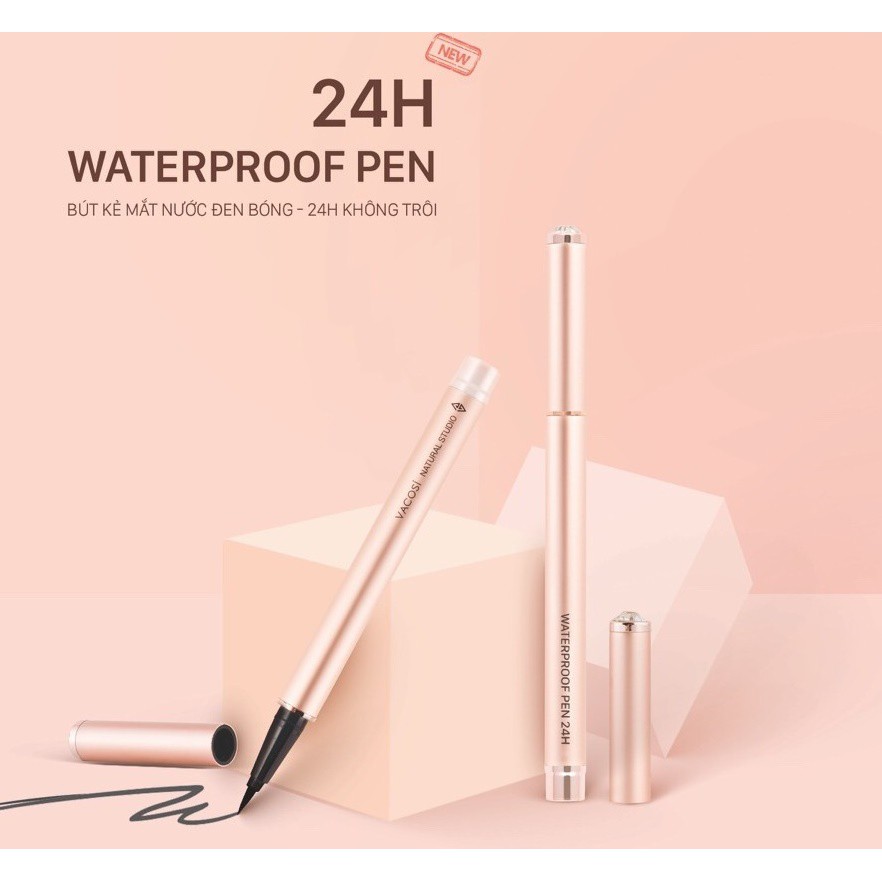Kẻ mắt nước Vacosi 24h Waterproof Pen Rose Gold + Tặng Chì Kẻ Mắt Dạng Gel Vacosi (Silver)