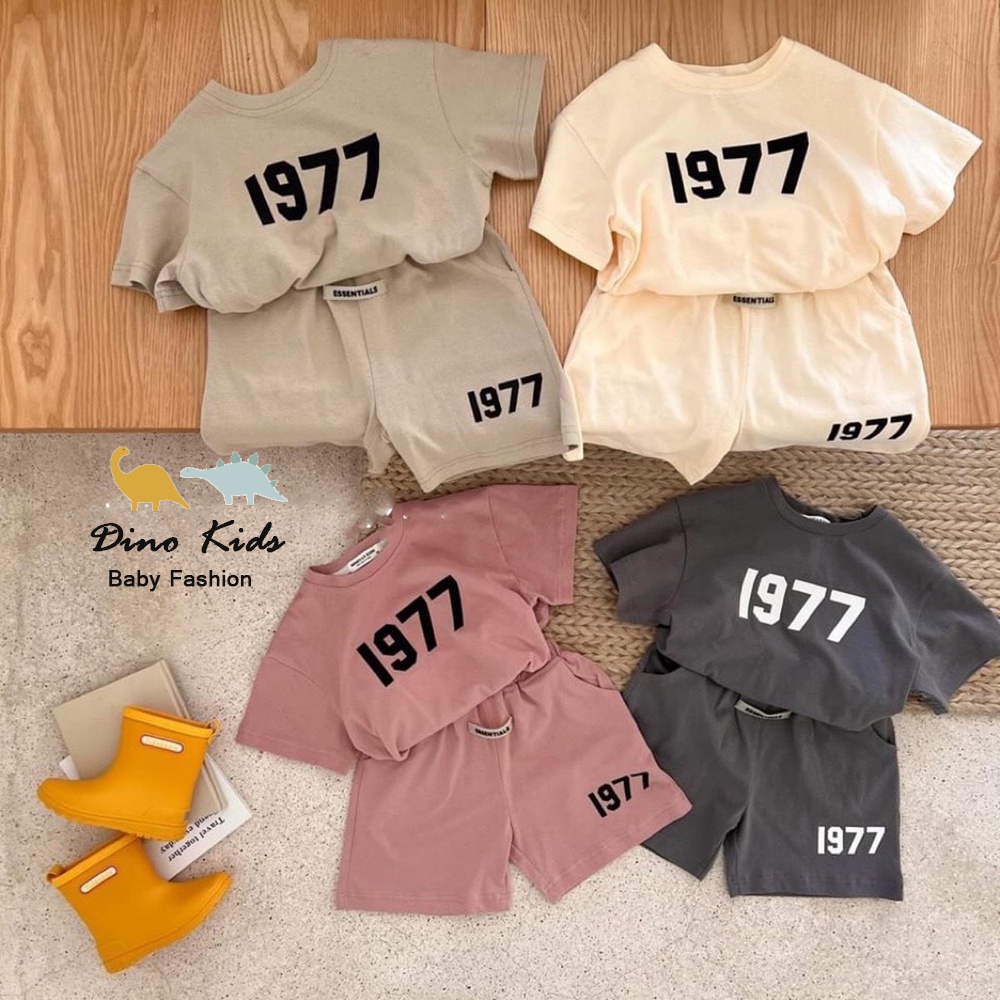 Bộ cộc tay bé trai, bé trai, bộ cotton họa tiết 1977 cho bé