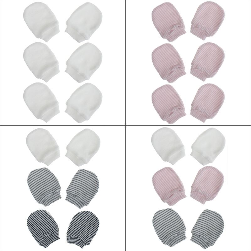 Set 3 Đôi Găng Tay Mềm Chống Xước Bảo Vệ Mặt Cho Bé Sơ Sinh