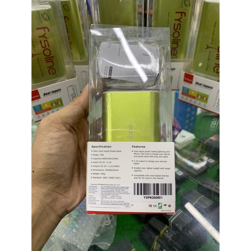 Sạc dự phòng YOOBAO 6000mah, bảo hành 12 tháng