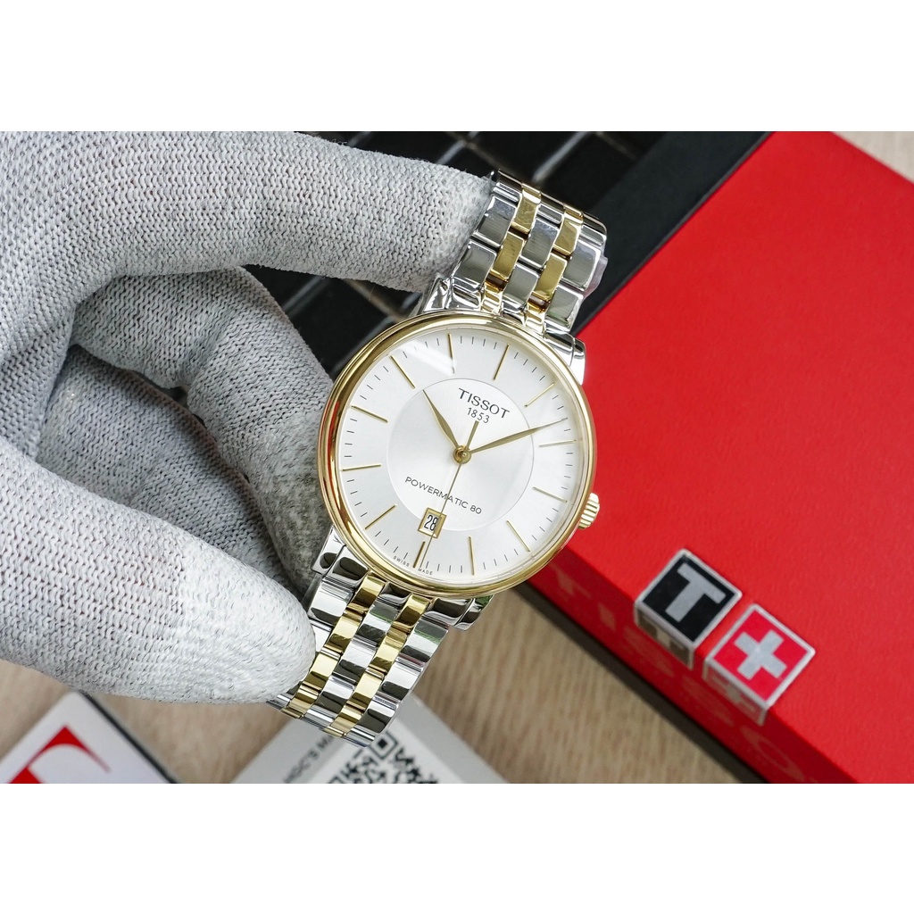 Đồng hồ Nam chính hãng Tissot Carson T122.407.22.031.00 Size 40,Demi vàng,Mặt trắng,Lịch ngày-Máy cơ-Dây kim loại