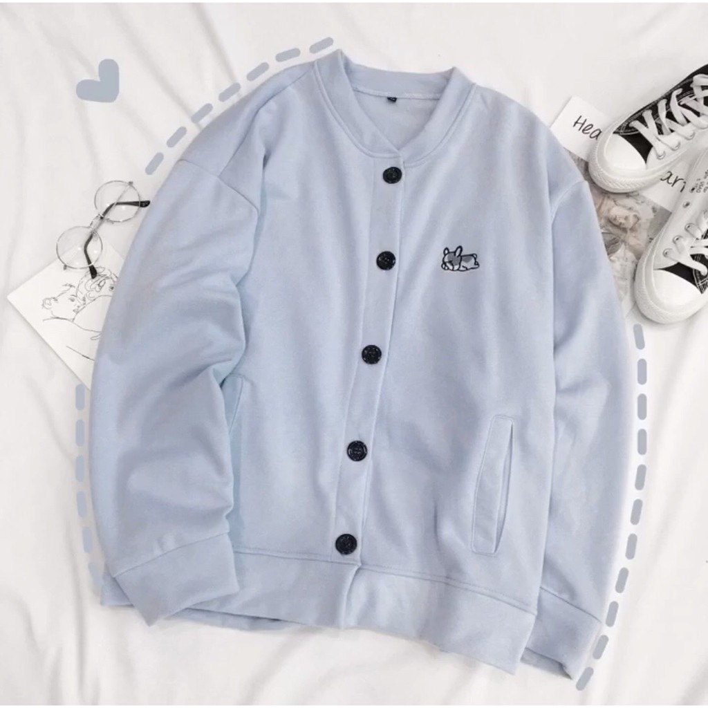 Áo Khoác Nỉ Cadigan Bomber PUPPY LAZY 07.07 Ulzzang + ẢNH THẬT