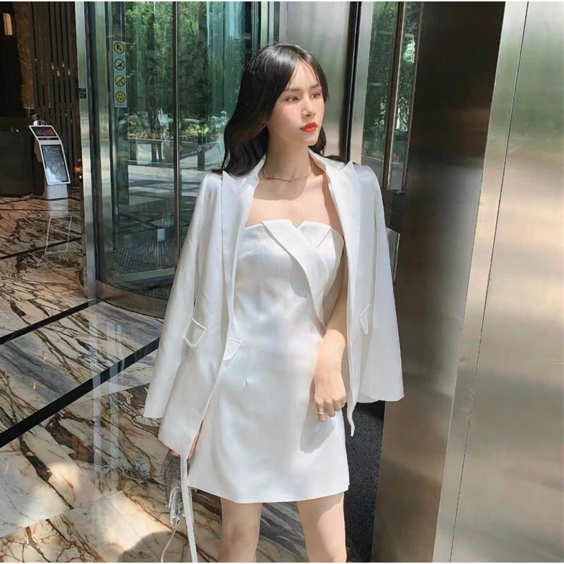 Set đầm ống body kèm khoác vest