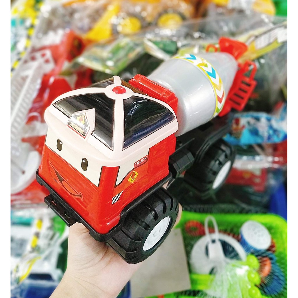 Đồ Chơi Ô Tô Xe Công Trình Poli Trộn Xi Măng Cho Bé