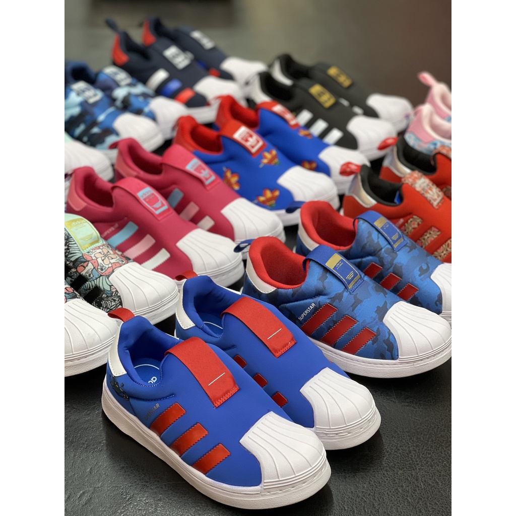 ASK - Giày Adidas Supper Star Kids Màu Trơn, Thiết Kế Mũi Sò, đế chắc chắn cho bé chạy nhảy chơi thể thao