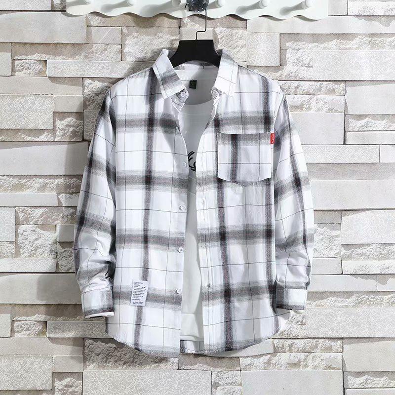 Plaid Shirt Men's long sleeve large size coat men's shirt