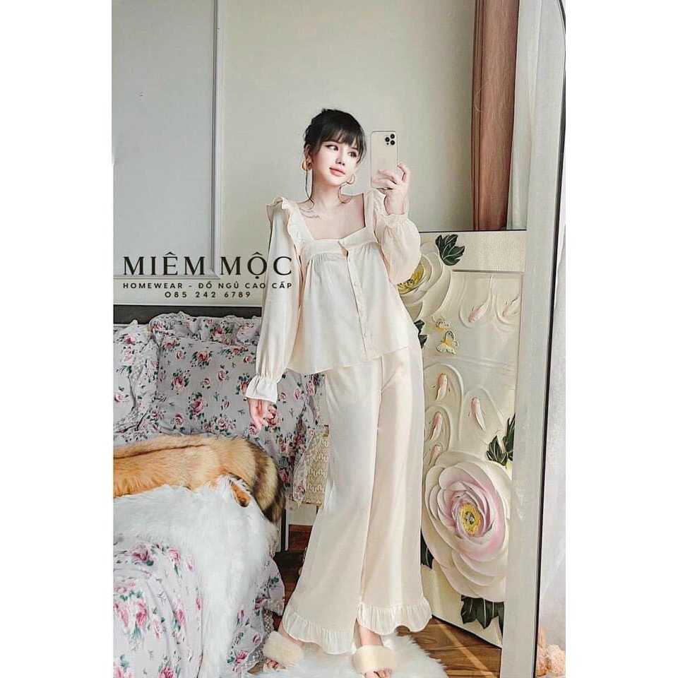 Đồ Bộ Pijama - Bộ Lụa  tay phông  Cao Cấp - FREE SIZE từ 42-62kg