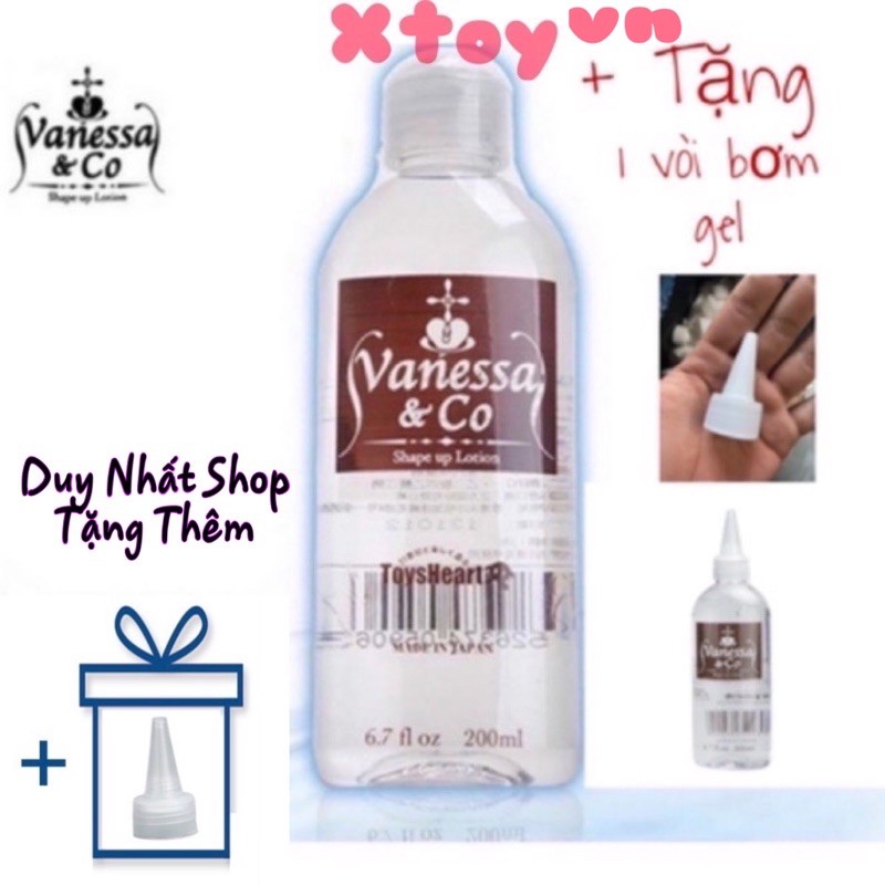 Gel Bôi Trơn Nhật Bản Trong Suốt Vanessa &amp; Co 200ml tặng kèm vòi bơm gel tiện dụng