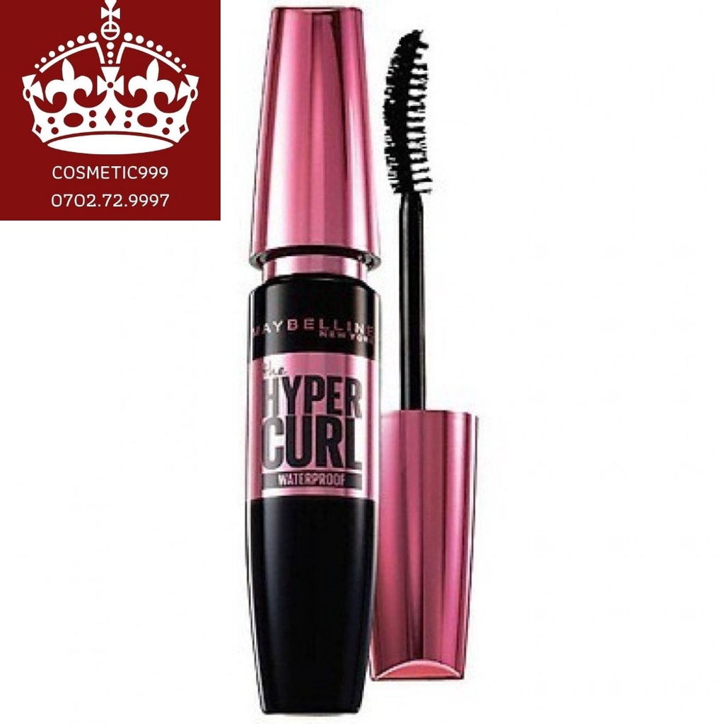 Mascara maybelline new york hyper curl waterproof chuốt mi đen không lem không trôi 9.2ml - Cosmetic999