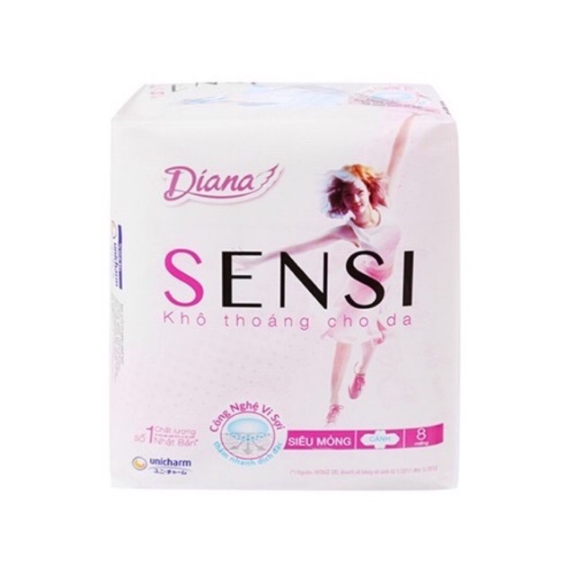 Băng vệ sinh Diana Sensi siêu mỏng có cánh 8 miếng