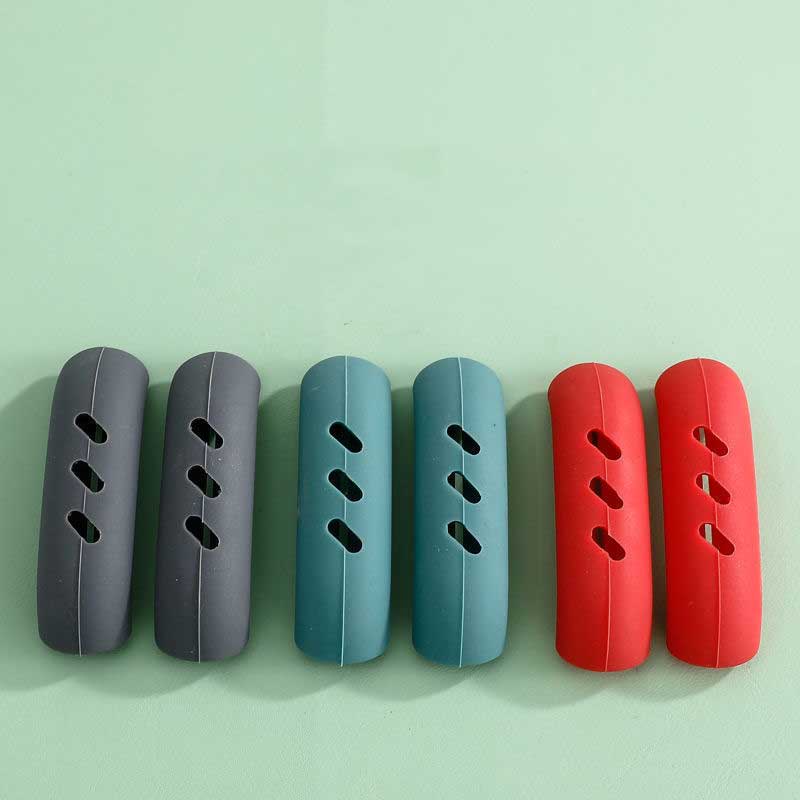 Set 2 Nắp Nồi Bằng Silicone Cách Nhiệt Có Tay Cầm Tiện Dụng