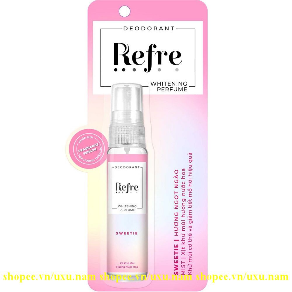 Xịt Khử Mùi Refre 30Ml Hương Ngọt Ngào Dưỡng Sáng Da, Của Hàng Chính Hãng.