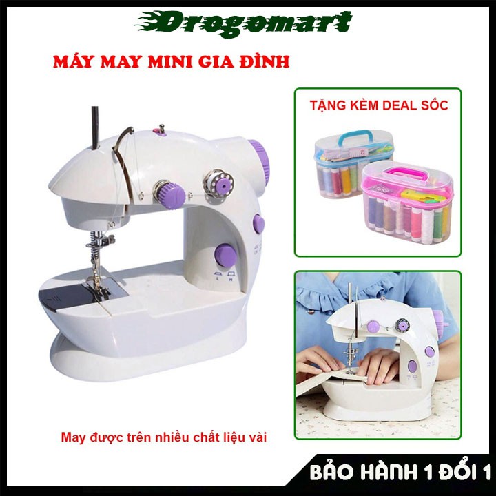 [HÀNG LOẠI 1] Máy Khâu Mini Gia Đình Tiện Dụng - Máy May Mini 2 Chế Độ Nhanh Chậm Có đèn LED - Tặng Kèm 4 Suốt Chỉ