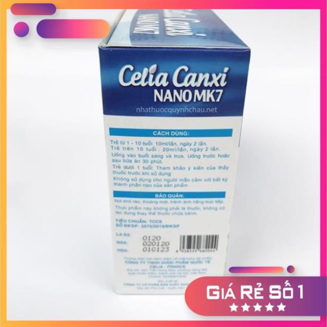 Siro Celia Canxi Nano Mk7  - hỗ trợ tiêu hóa, cải thiện chiều cao trẻ em hàng chính hãng 100%