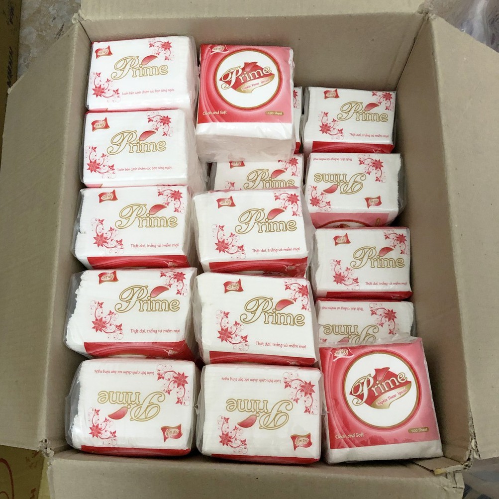 Combo 4 gói giấy ăn giấy rút Prime Napkins khổ 24