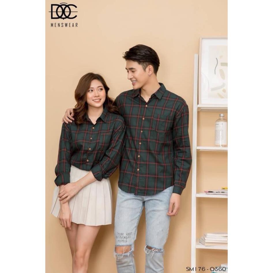 Áo sơ mi kẻ cotton nam nữ tay dài, cặp đôi, giá rẻ giá sỉ​, giá bán buôn