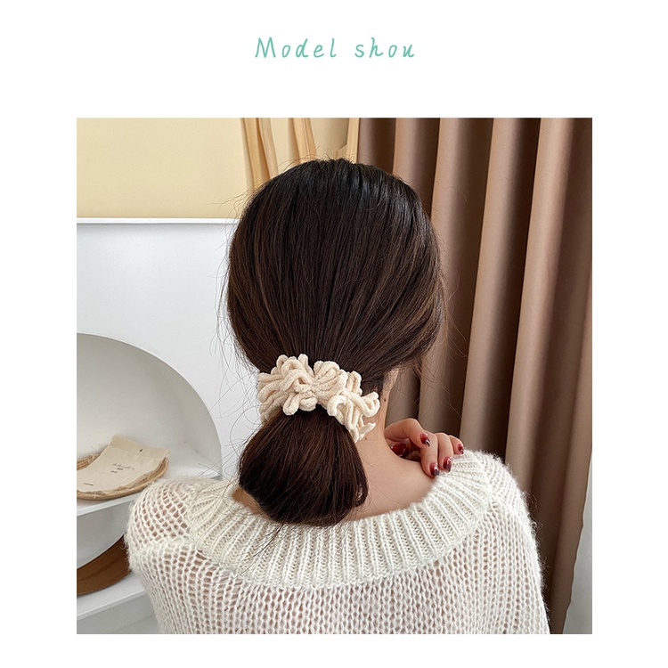 Dây buộc tóc scrunchies phong cách hàn quốc, dây chun cột tóc màu nâu, đen, trắng