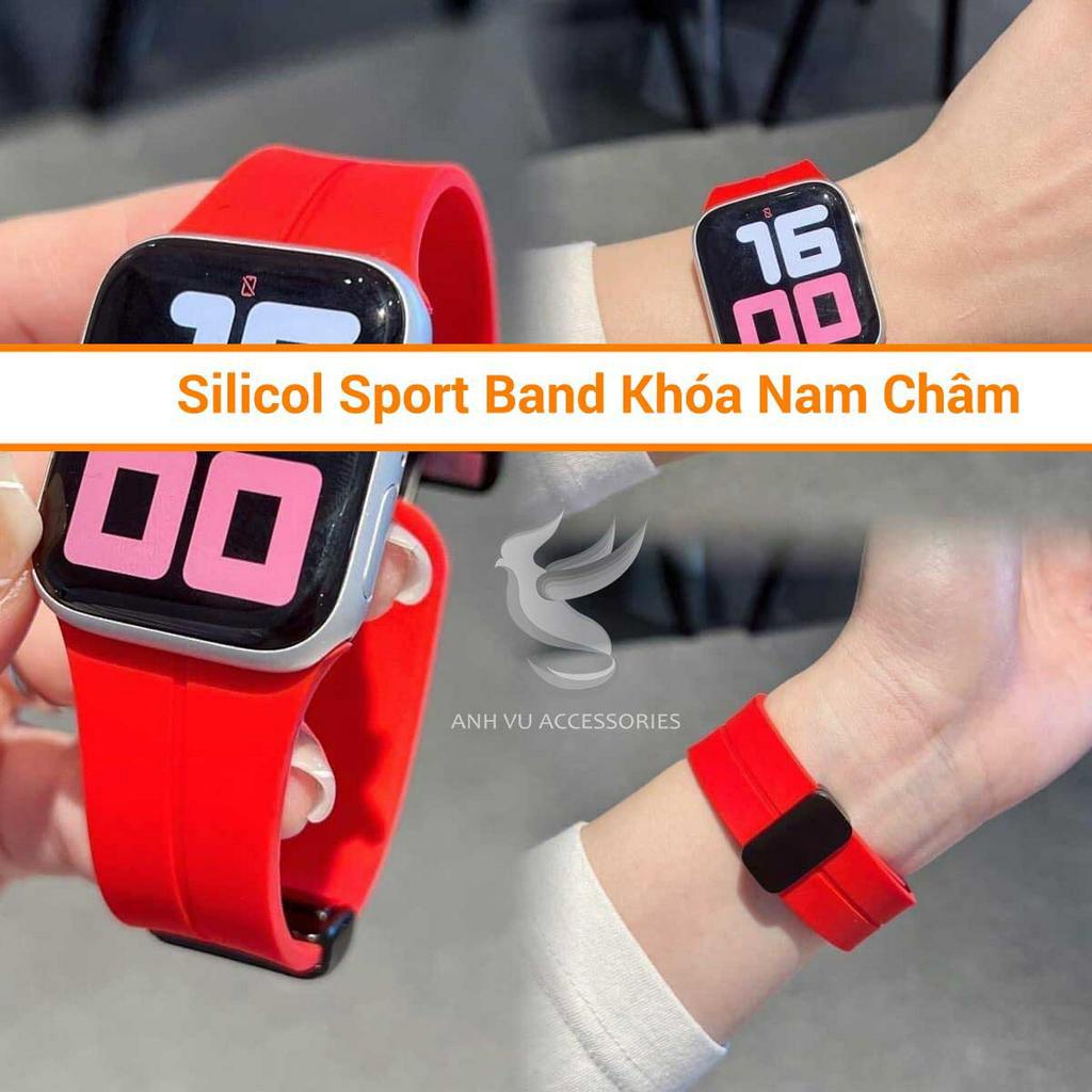 Dây cao su silicol Sport Band Khóa Nam Châm cực đẹp cho Đồng hồ thông minh, đủ size 38/40/41/42/44/45/49mm