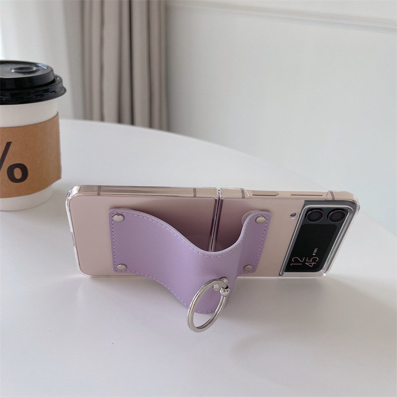 Samsung galaxy Z FLIP 4 5G _ ốp lưng trong suốt có khóa da kèm iring siêu đẹp cho samsung z flip 4