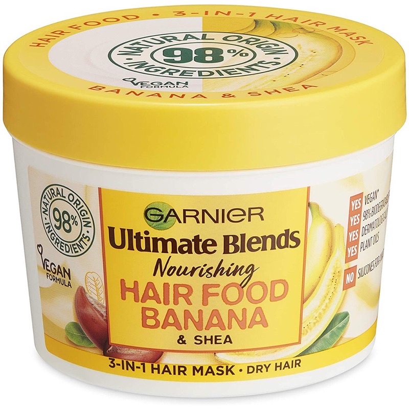 Mặt nạ cấp ẩm dành cho tóc khô Garnier Ultimate Blends Nourishing Hair Food Banana &amp; Shea