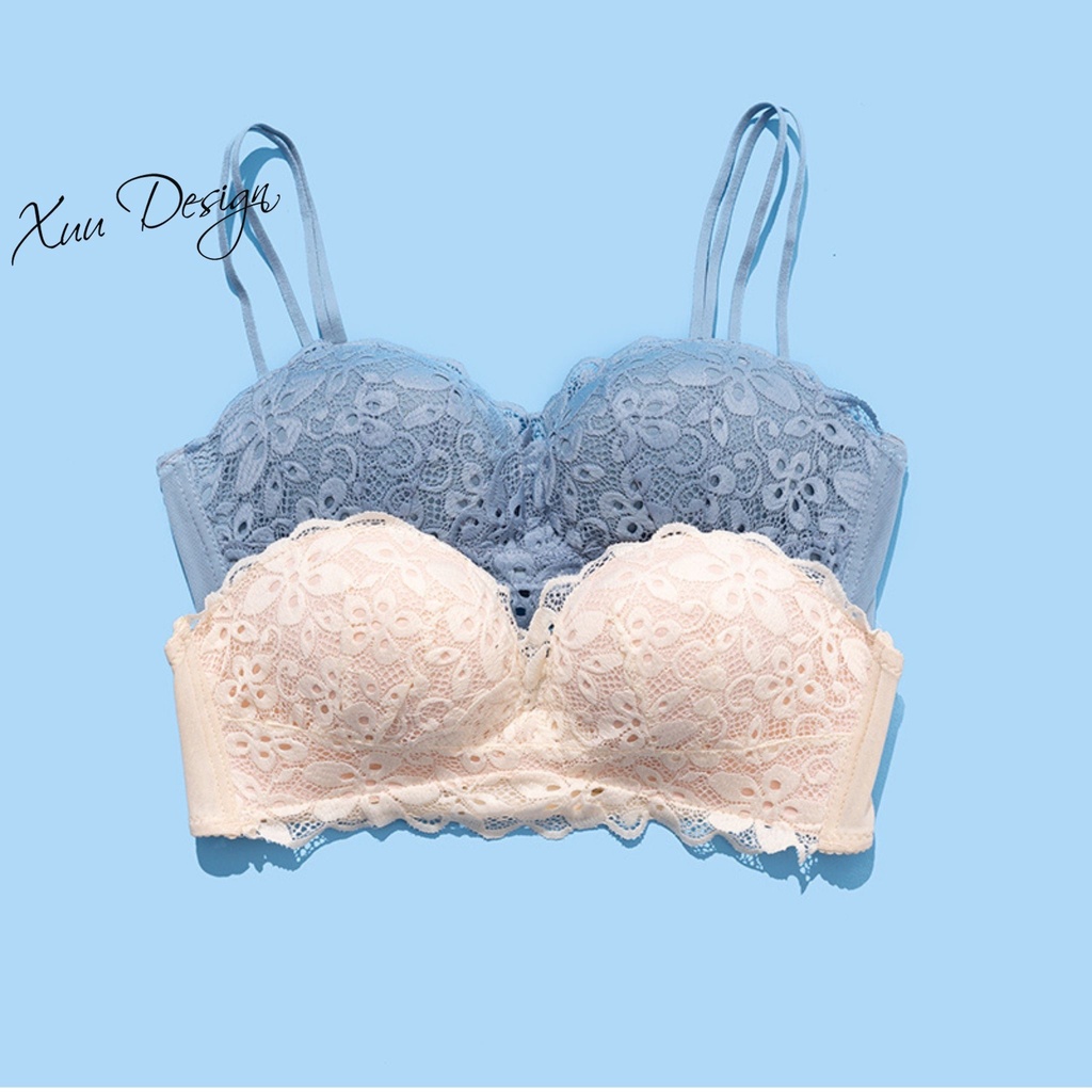 Áo ngực nữ phối ren mềm mại XUU, có lỗ thông hơi, đệm hình bàn tay AV13