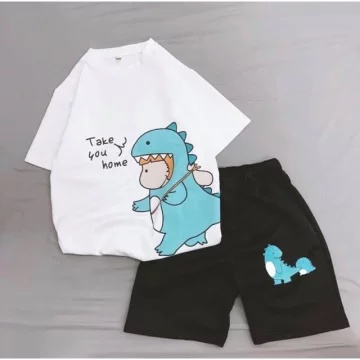 Bộ đồ nam nữ tay lỡ Unisex hoạt Túm đuôi form rộng chât cotton co dãn thoải mái