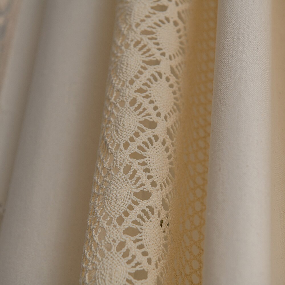 Rèm cửa sổ Vải Cotton Lanh Phối Tua Rua Sáng Tạo Trang Trí Nhà Cửa