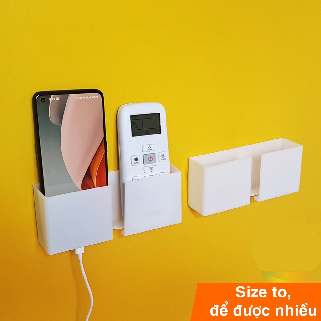 Kệ Để Điều Khiển Remote, Sạc Điện Thoại Dán Tường Đa năng, An Toàn Cho Đồ Dùng