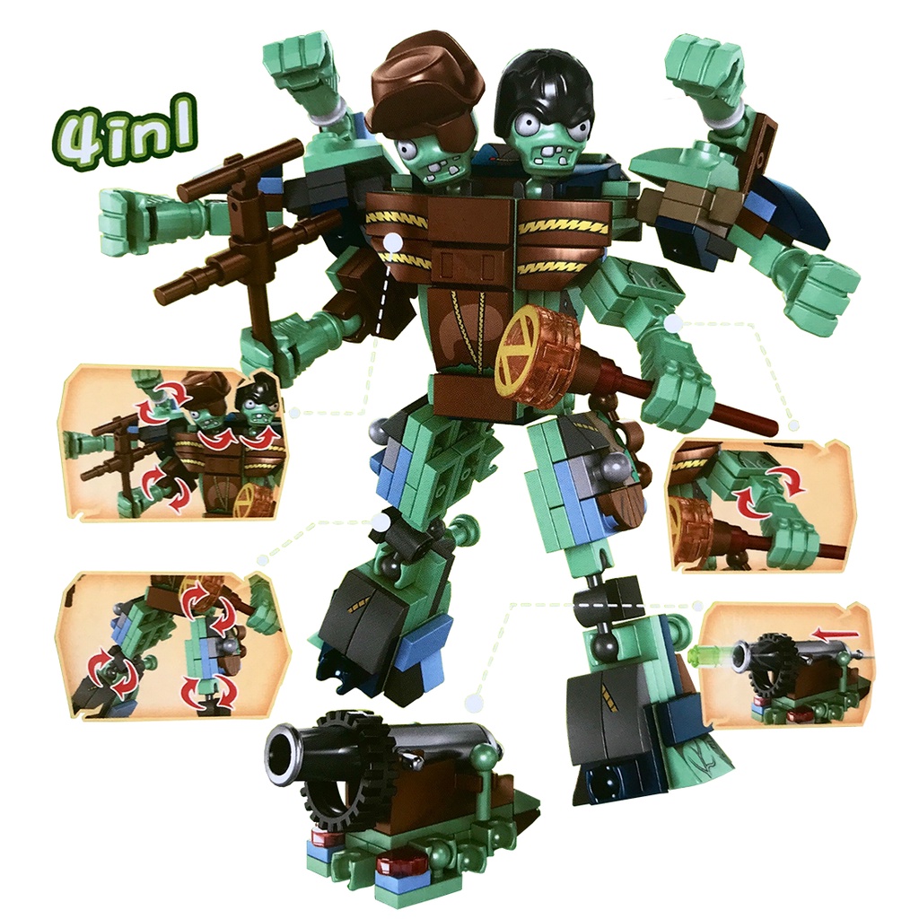 [1 Bộ] Bộ Đồ Chơi Xếp Hình Lego Lắp Ráp Plants vs Zombies Hoa Quả Nổi Giận Phần 2 Size Nhỡ 4 In 1 SY1493 (4 Hộp)
