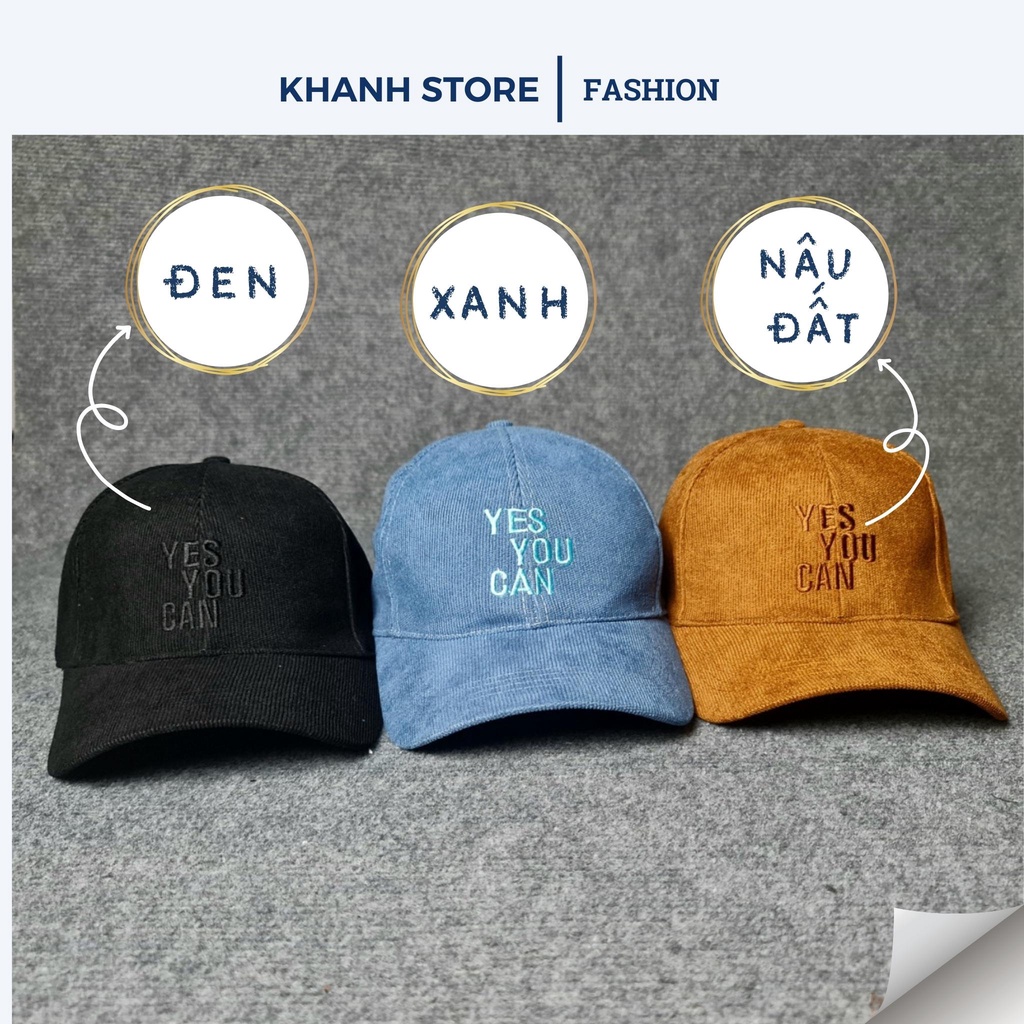 Nón kết, mũ lưỡi trai thêu chữ YES YOU CAN phong cách ulzzang form unisex