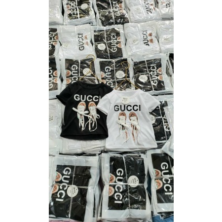 Áo cộc tay in hình đôi giày cho bé gái chất cotton tàu
